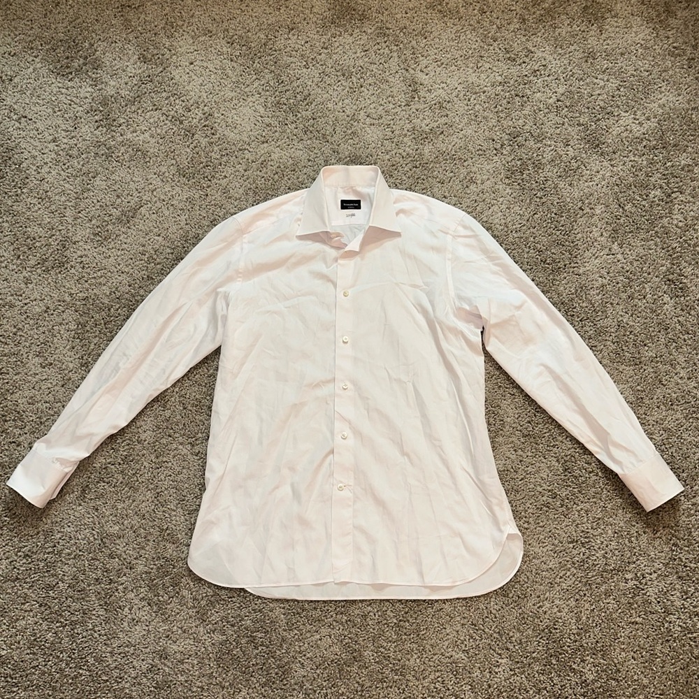 NWOT Ermenegildo Zegna 100 Fili Tailored Fit Men’s Light Pink Dress Shirt